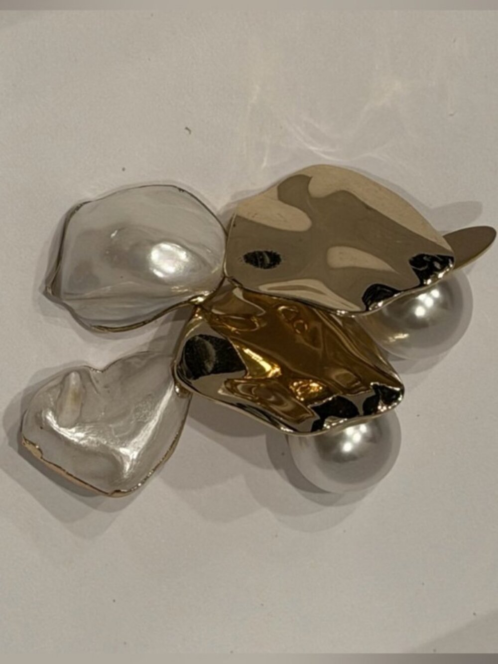 Mixed Metal Molten Abstract Stud Earrings